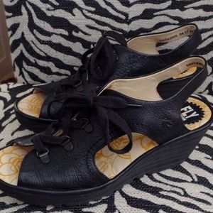 Fly London wedge lace up sandals